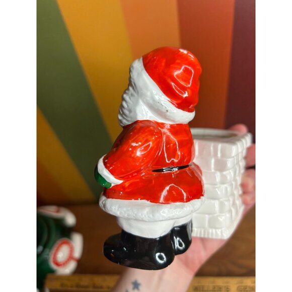 Vintage Christmas smiling Santa planter with sack ceramic cute kitschy - Picture 8 of 10